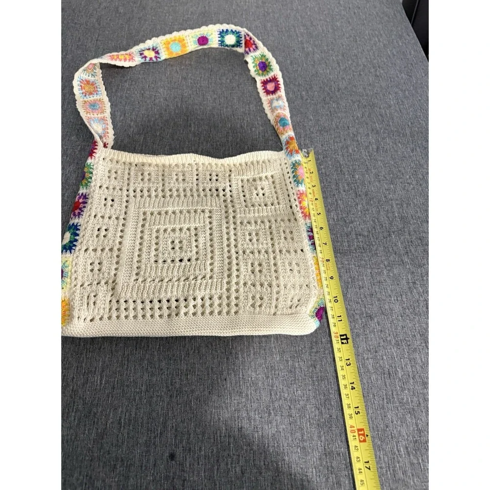 Crochet Granny Square Boho Beach Tote Bag